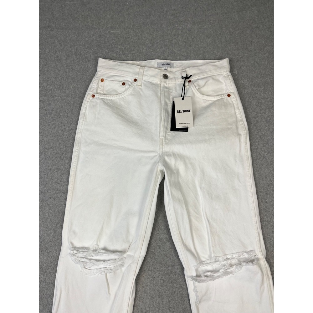 RE/Done Jeans Womens 30 White 90s High Rise Loose Fit Button Fly‎ Distressed - Picture 3 of 12